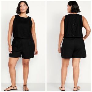 NWT Old Navy Women’s Extra High-Waisted Linen-Blend Taylor Trouser Shorts Size L